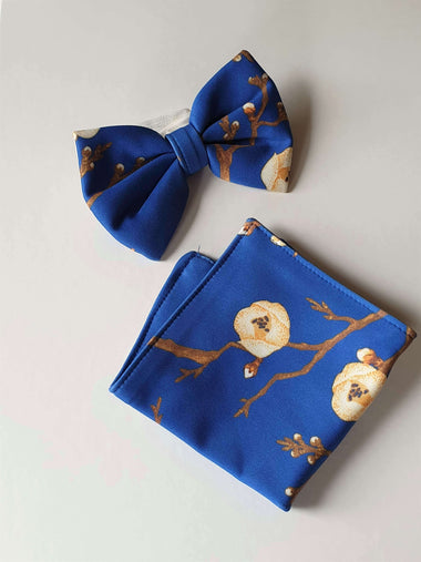 blue bow-tie and pocket handkerchief set - family matching - Just Like Mommy'z